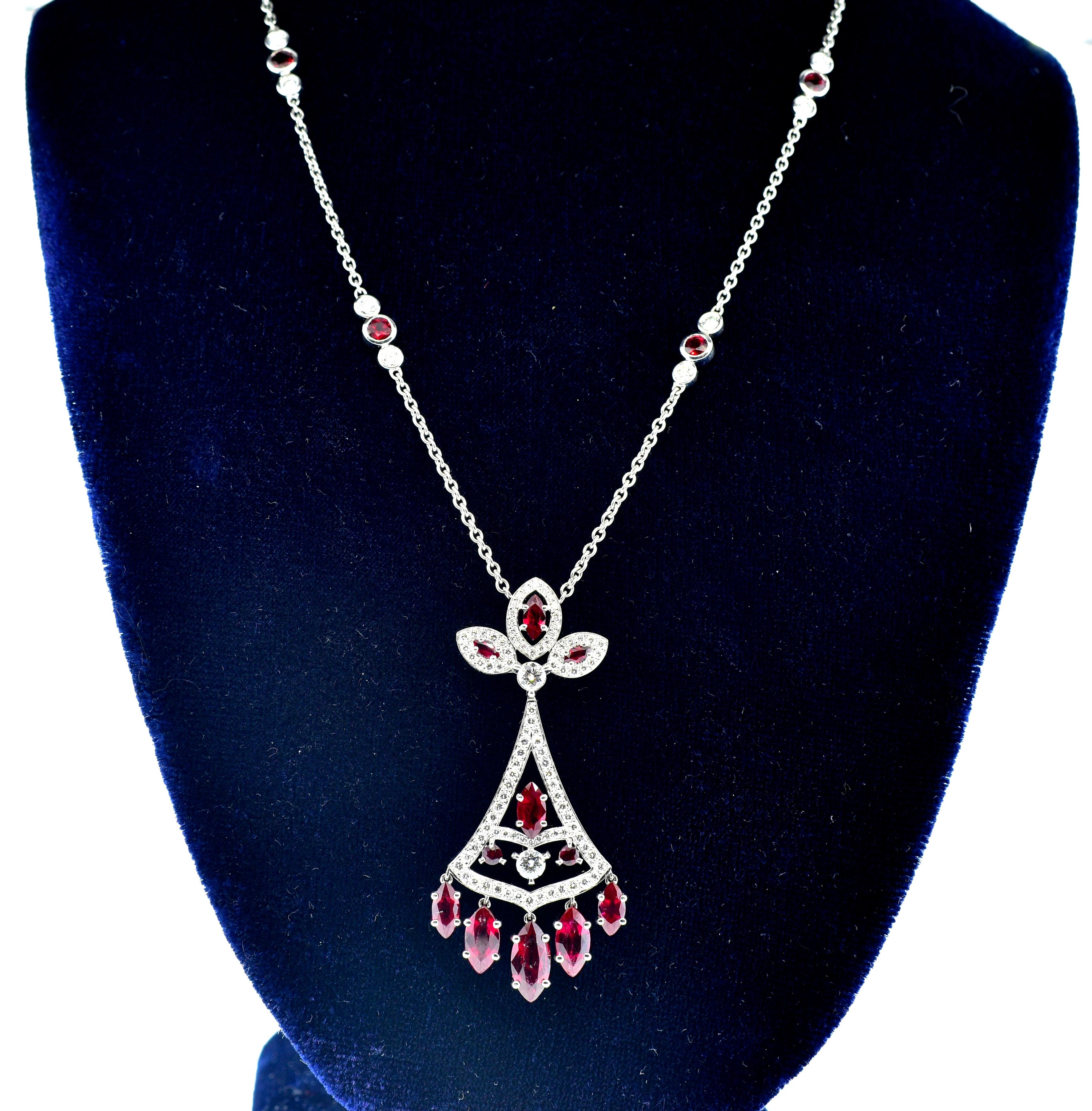 Faberge NY, Ruby and Diamond Pendant Necklace 4