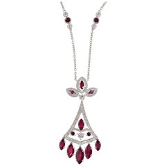 Faberge NY, Ruby and Diamond Pendant Necklace