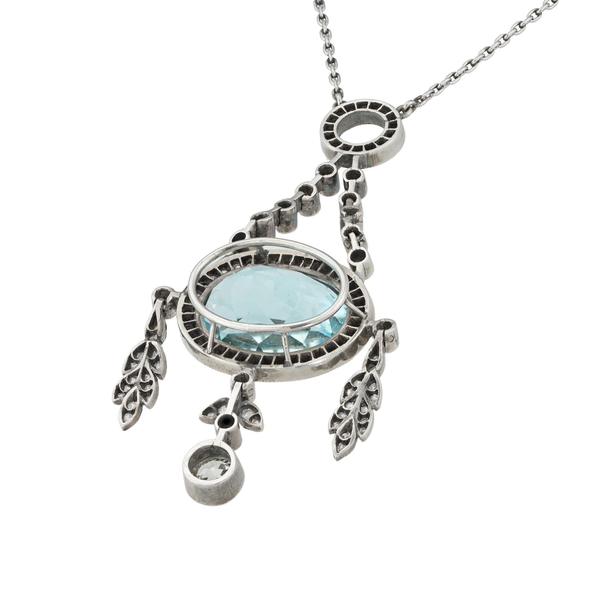 Fabergé Oval Cut Aquamarine Diamond Platinum Gold Pendant Necklace In Excellent Condition In London, GB