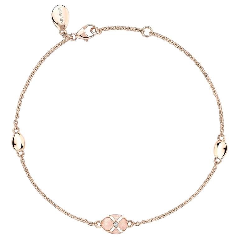 Fabergé Palais 18 Karat Rose Gold Chain Bracelet with Pink Enamel, US Clients For Sale
