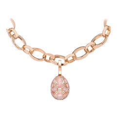 Fabergé Palais 18K Rose Gold Diamond Egg Charm with Pink Guilloché, US Clients