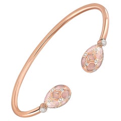 Fabergé Palais 18K Rose Gold Diamond Open Bracelet With Pink Enamel, US Clients