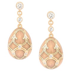Fabergé Palais 18K Yellow Gold Diamond Drop Earrings With Guilloché, US Clients