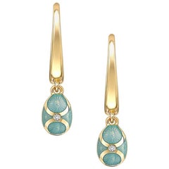Fabergé Palais 18 Karat Yellow Gold Diamond Hoop Drop Earrings, US Clients