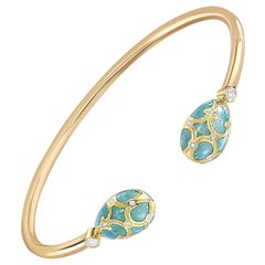 Fabergé Palais 18K Yellow Gold Diamond Bracelet W/ Turquoise Enamel, US Clients