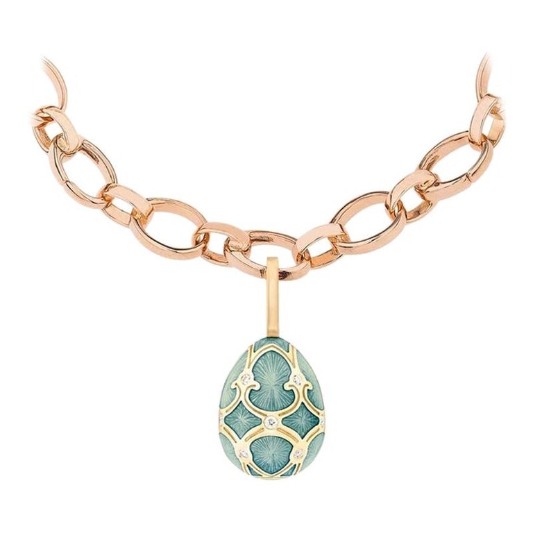 Fabergé Palais 18K Yellow Gold Diamond Egg Charm With Turquoise