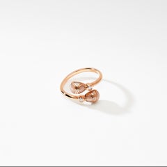 Fabergé Palais 18K Rose Gold Diamond & Pink Guilloché Enamel Eggs Crossover Ring