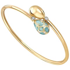 Fabergé Palais 18K Yellow Gold Diamond Crossover Bracelet With Turquoise Enamel