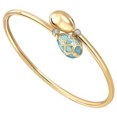 Fabergé Palais 18K Yellow Gold Diamond Crossover Bracelet w/ Enamel, US Clients
