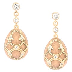 Fabergé Palais 18K Yellow Gold Diamond Drop Earrings With Opalescent Guilloché