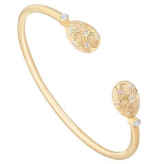 Fabergé Palais 18K Yellow Gold Diamond Open Bracelet With White Enamel