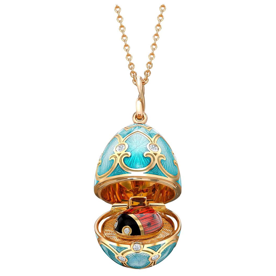 Fabergé Palais Tsarskoye Selo Turquoise Locket with Ladybird Surprise For Sale