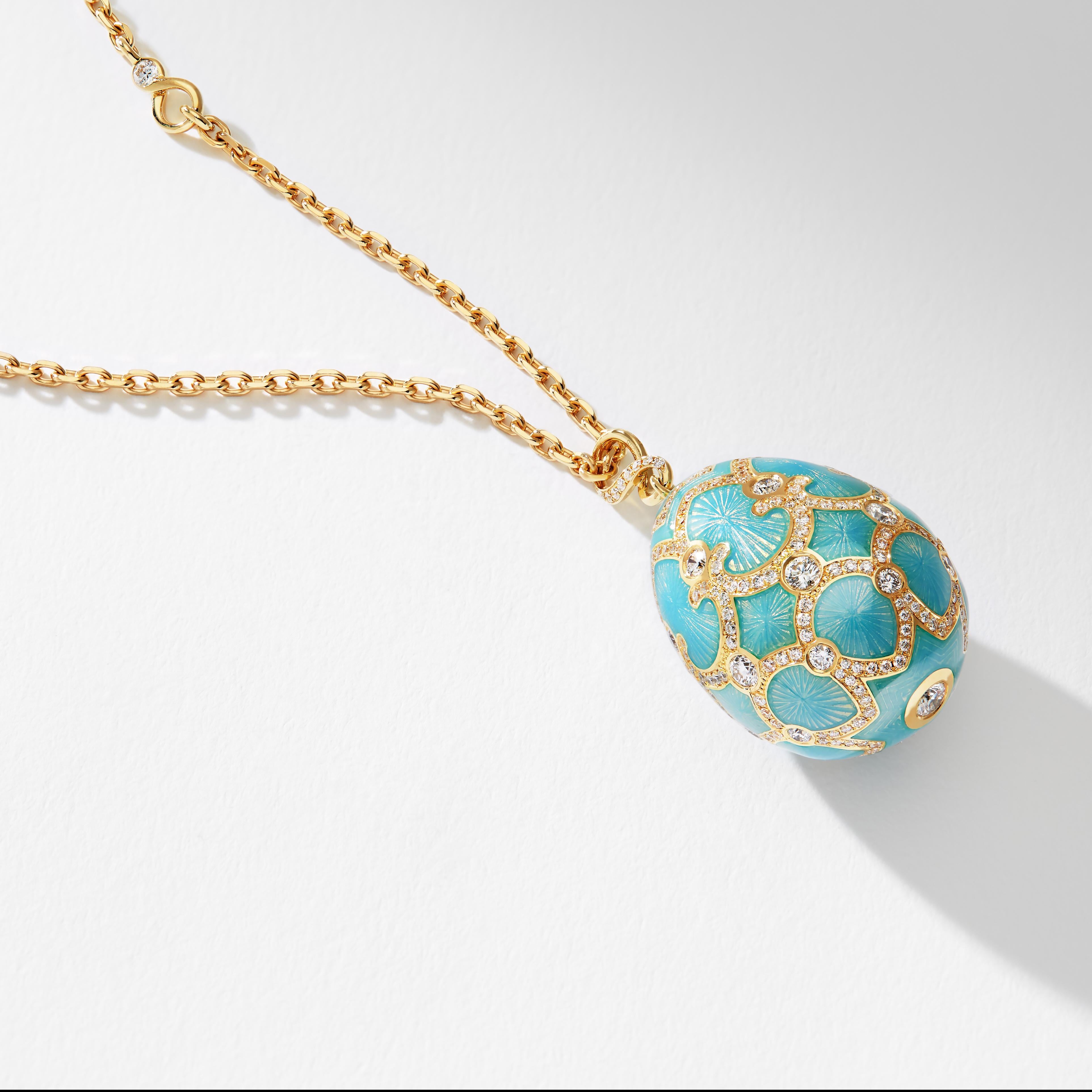 Fabergé Palais Tsarskoye Selo Turquoise Large Diamond Pendant In New Condition For Sale In London, GB