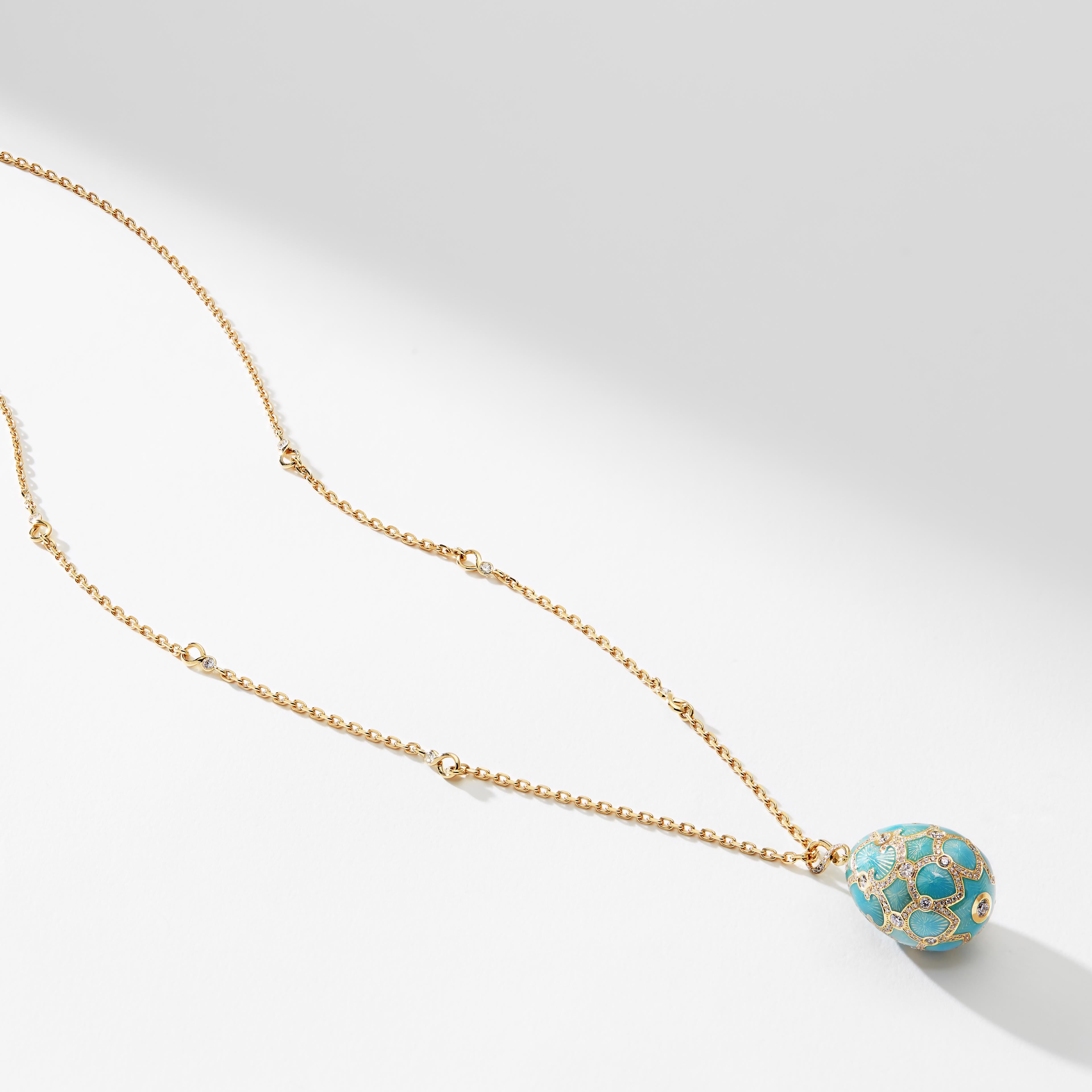Women's Fabergé Palais Tsarskoye Selo Turquoise Large Diamond Pendant For Sale