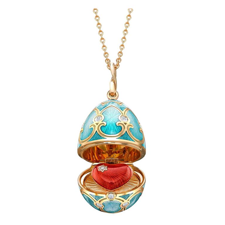 Fabergé Palais Tsarskoye Selo Turquoise Locket with Heart Surprise For Sale