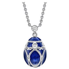 Fabergé Palais Yelagin White Gold & Royal Blue Enamel Small Pendant, US Clients