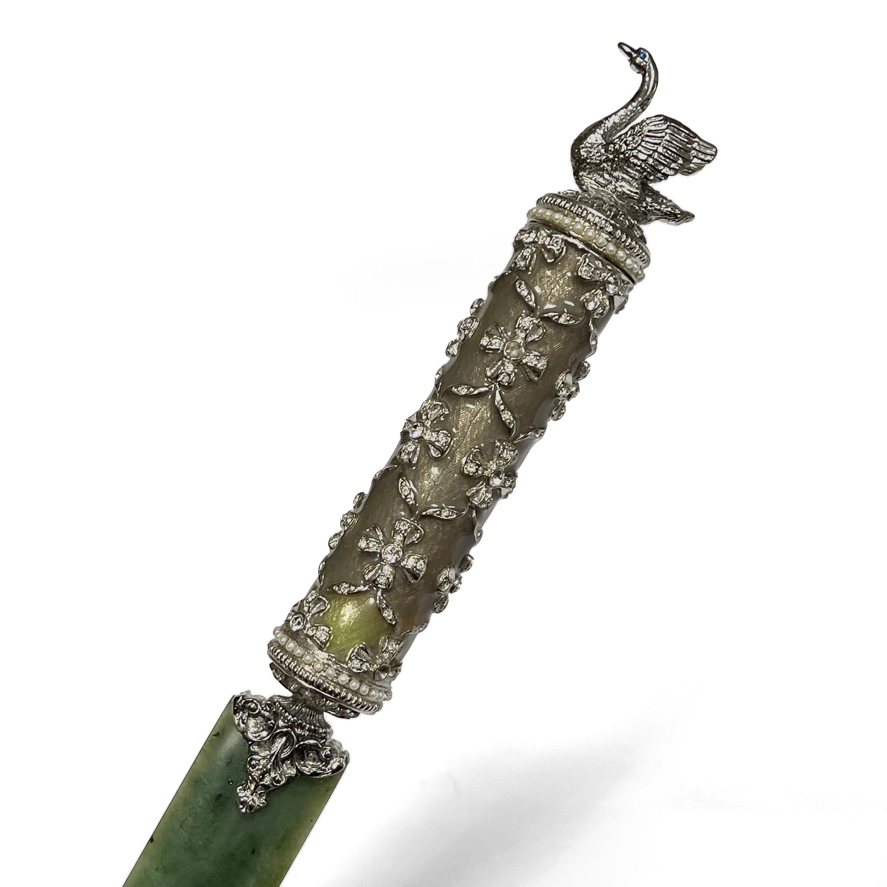 Fabergè Papiermesser/Brieföffner mit Jadeklinge (Neobarock) im Angebot