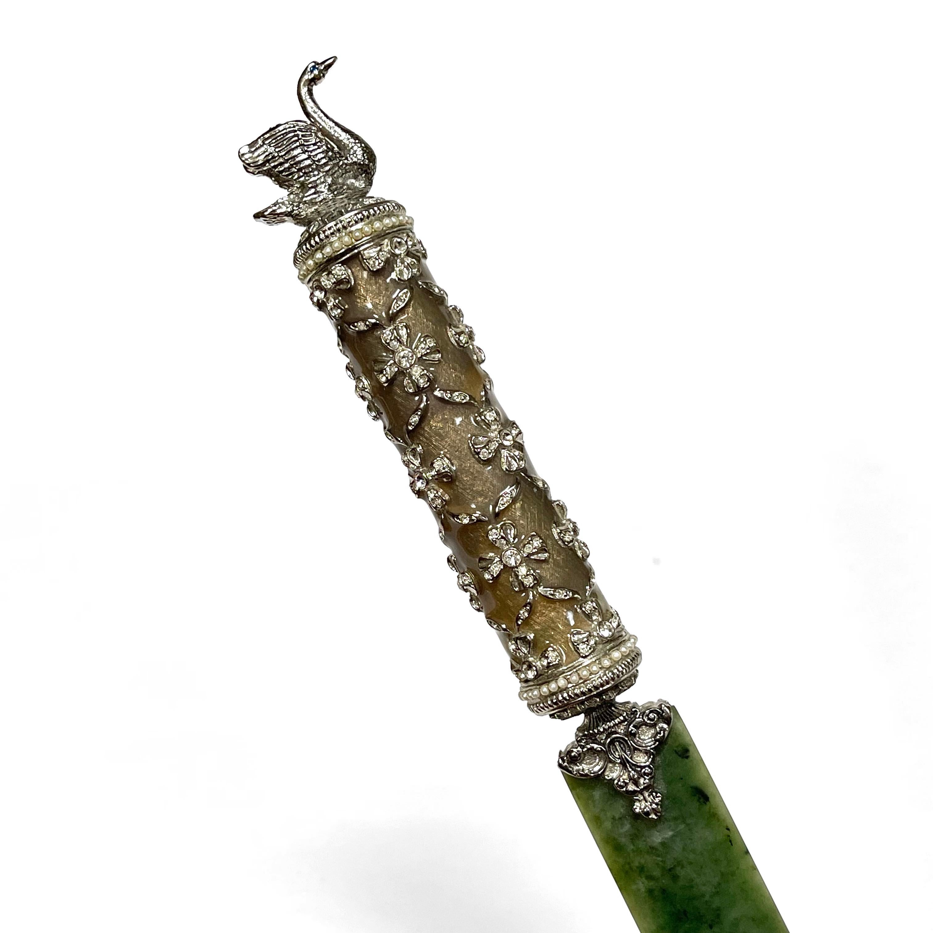 Fabergè Papiermesser/Brieföffner mit Jadeklinge (Russisch) im Angebot