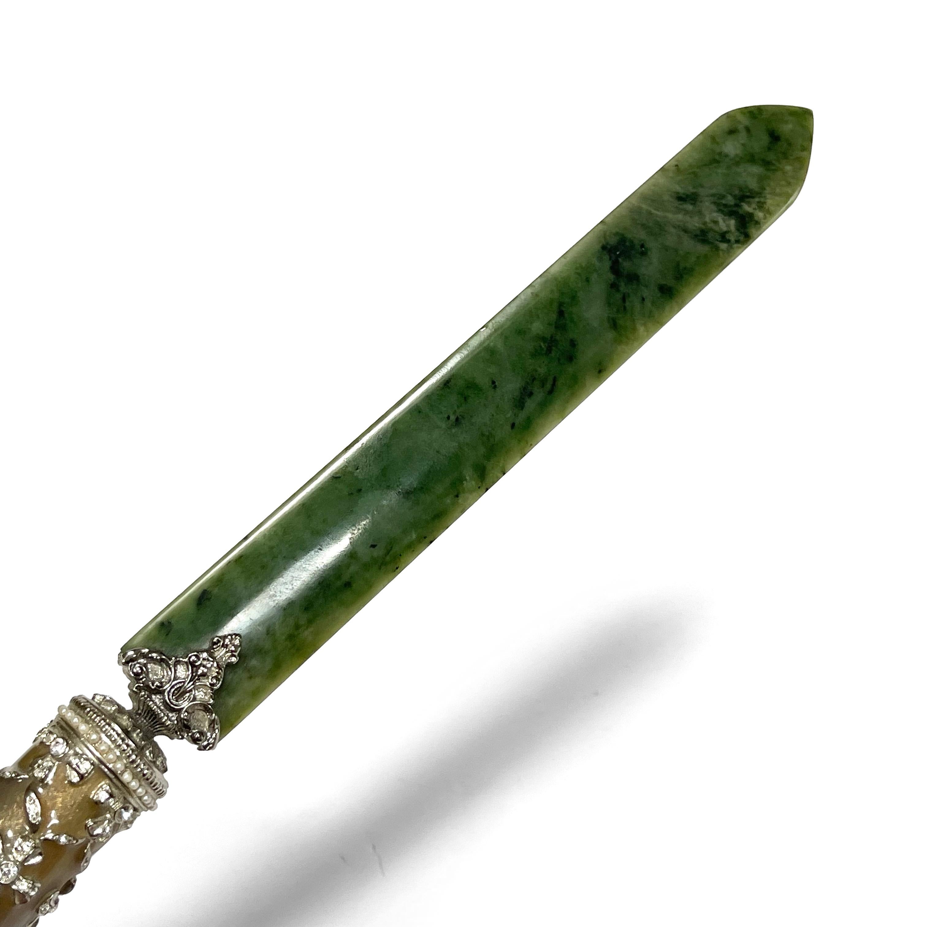 Fabergè Papiermesser/Brieföffner mit Jadeklinge im Zustand „Gut“ im Angebot in Highland, IN
