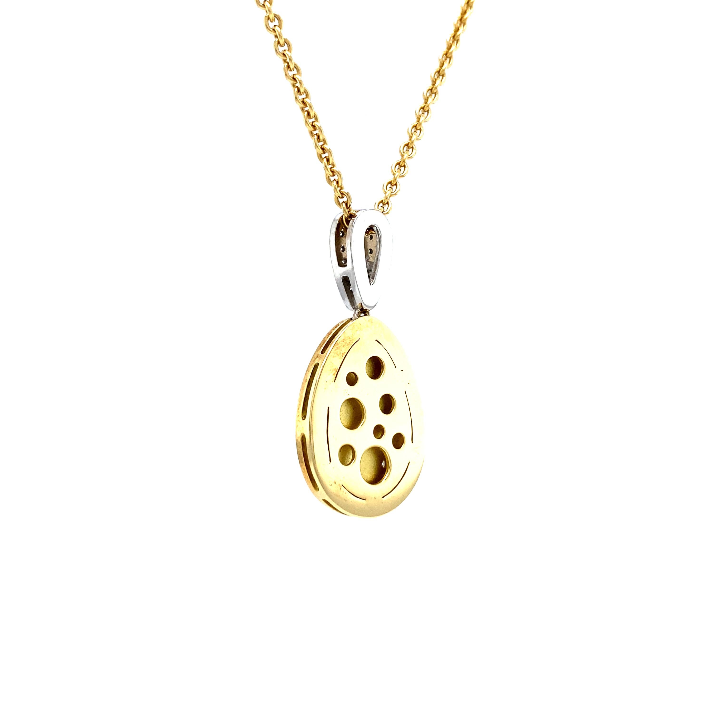 Brilliant Cut Fabergé Enamel Pendant Necklace 18k Yellow Gold 19 Diamonds 0.215 ct G/IF For Sale