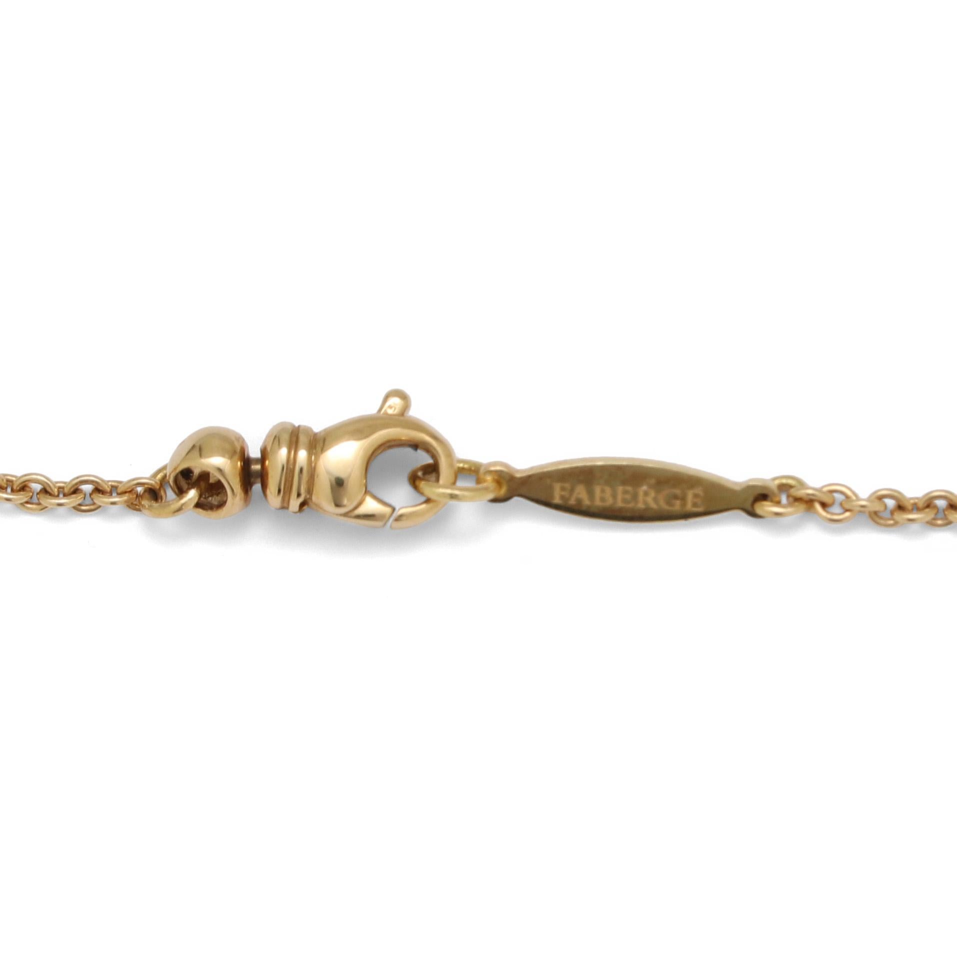 Women's Fabergé Enamel Pendant Necklace 18k Yellow Gold 19 Diamonds 0.215 ct G/IF For Sale