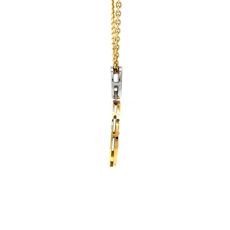 Art Deco Fabergé 18k Yellow Gold Enamel Pendant Necklace 19 Diamonds 0,215 Ct G/IF For Sale