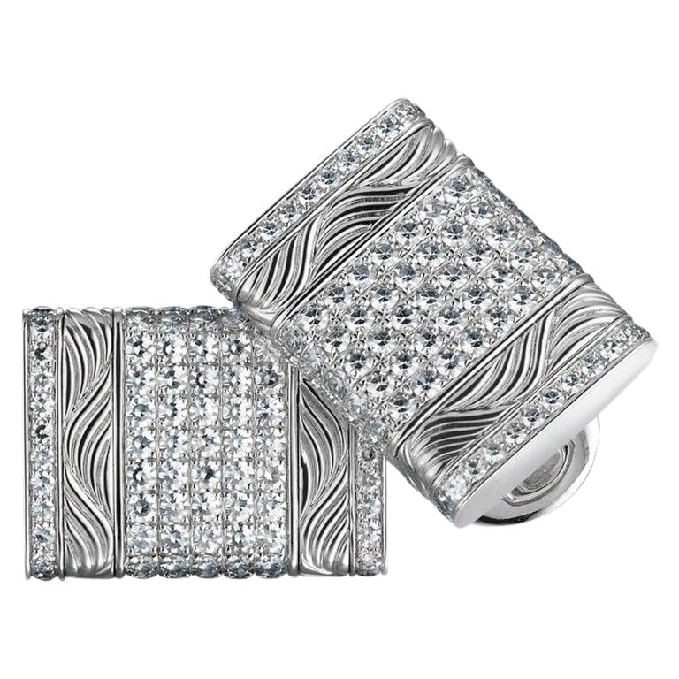 Fabergé Pavel 18K White Gold Rectangular Diamond Cufflinks For Sale