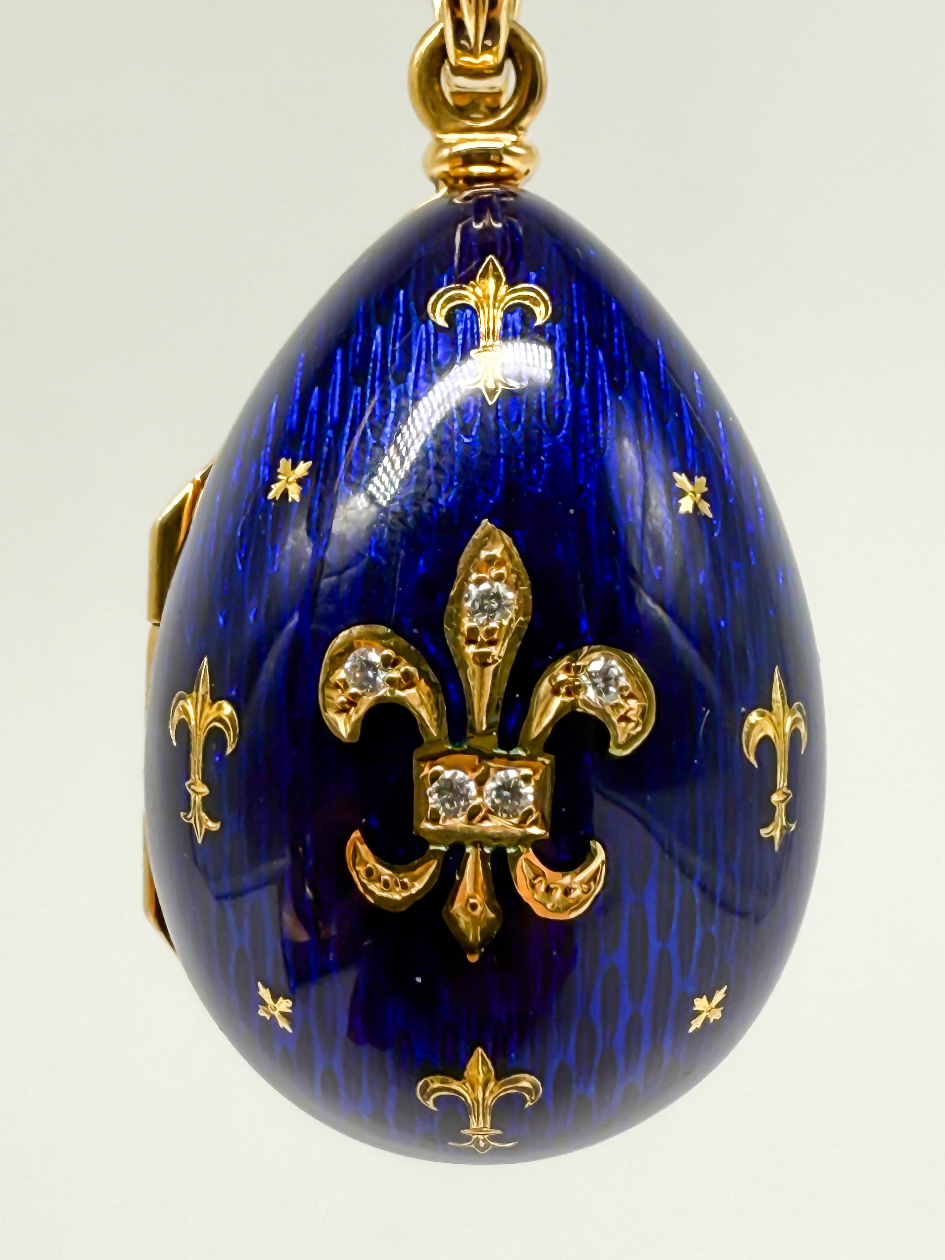 Neoclassico Ciondolo Fabergé in oro giallo 18 carati con diamanti - Edizione limitata 132/300 in vendita
