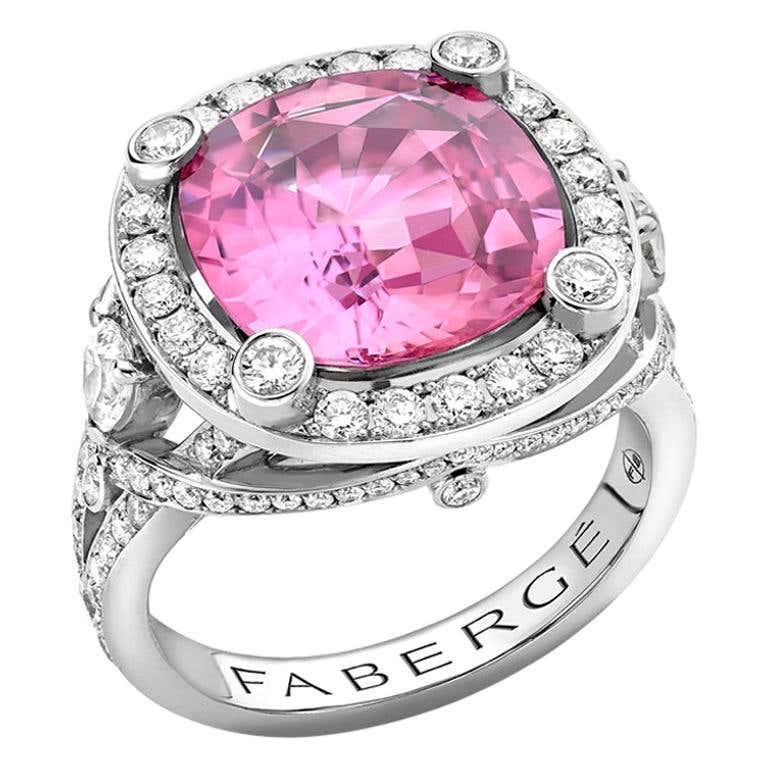 Secret garden diamond ring set with pink gemstone Clearance