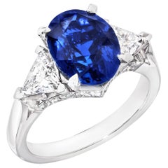 Fabergé Platinum Oval 5.12ct Sapphire Ring Set With White Diamonds, US Clients