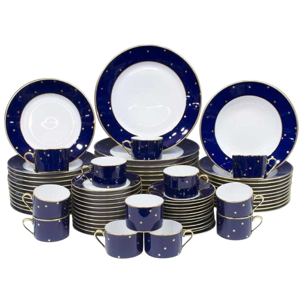 Fabergé Porcelain Dinner Set for 12, Cobalt Blue Galaxy Pattern