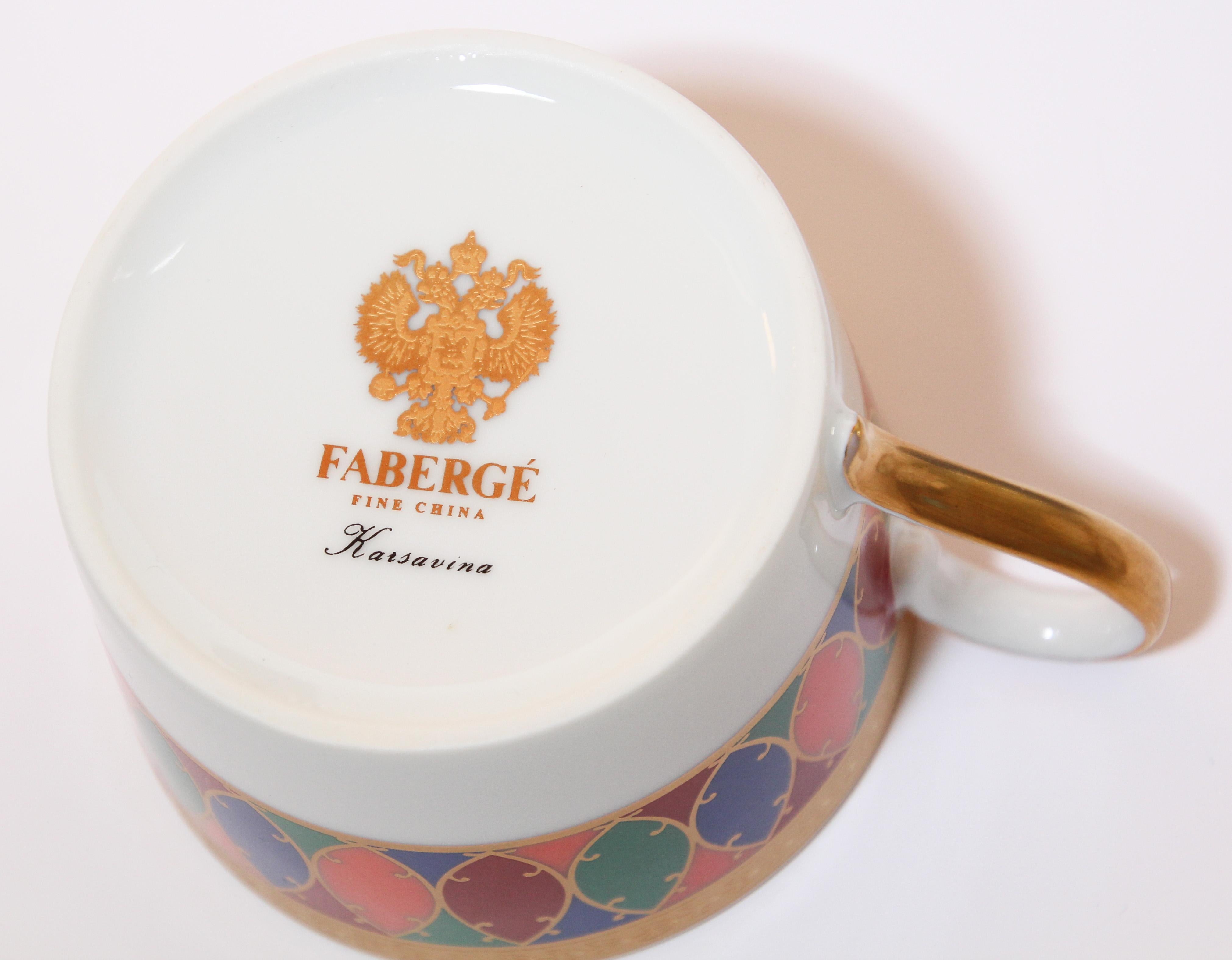 Fabergé Porzellan Tee- und Kaffeetassen Vierer-Set im Samt-Etui im Angebot 9