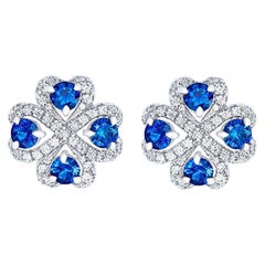Fabergé Quadrille 18K White Gold Diamond and Sapphire Stud Earrings, US Clients
