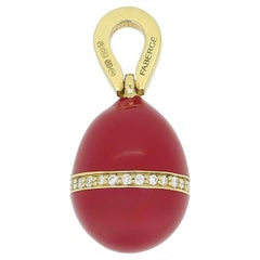 Fabergé - Pendentif en émail rouge et diamants