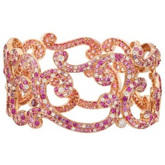 Fabergé Rococo 18K Gold Diamond Bracelet w/ Pink & Purple Sapphires, US Clients