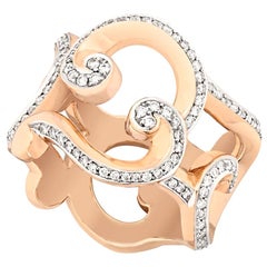 Fabergé Rococo 18 Karat Polished Rose Gold Wide Diamond Ring, US Clients