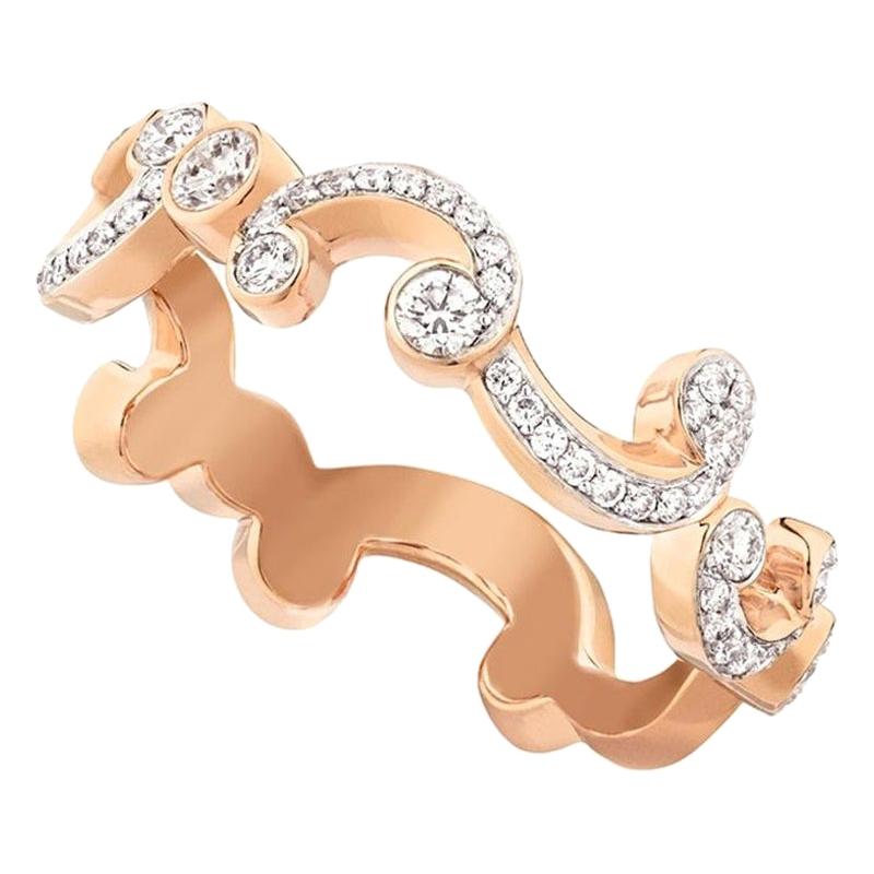 Fabergé Rococo Rose Gold & Diamond Petite Ring For Sale