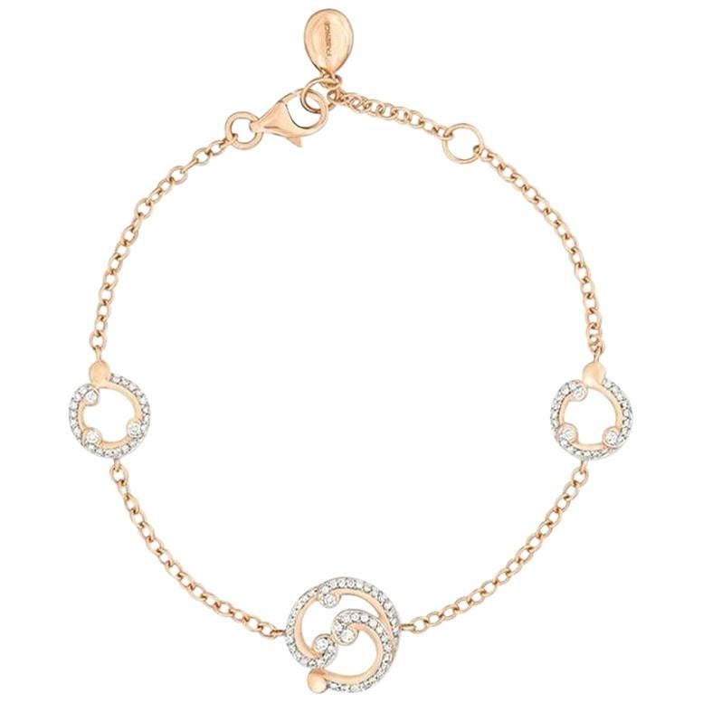 Fabergé Rococo Rose Gold & Diamond Chain Bracelet For Sale
