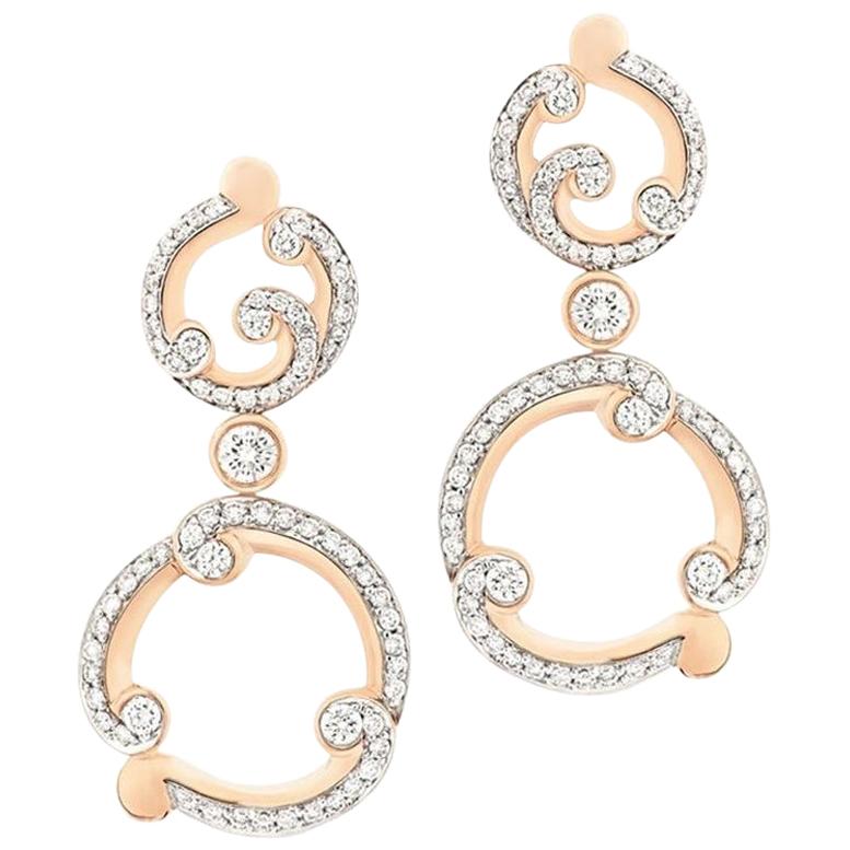 Fabergé Rococo Rose Gold & Diamond Drop Earrings For Sale