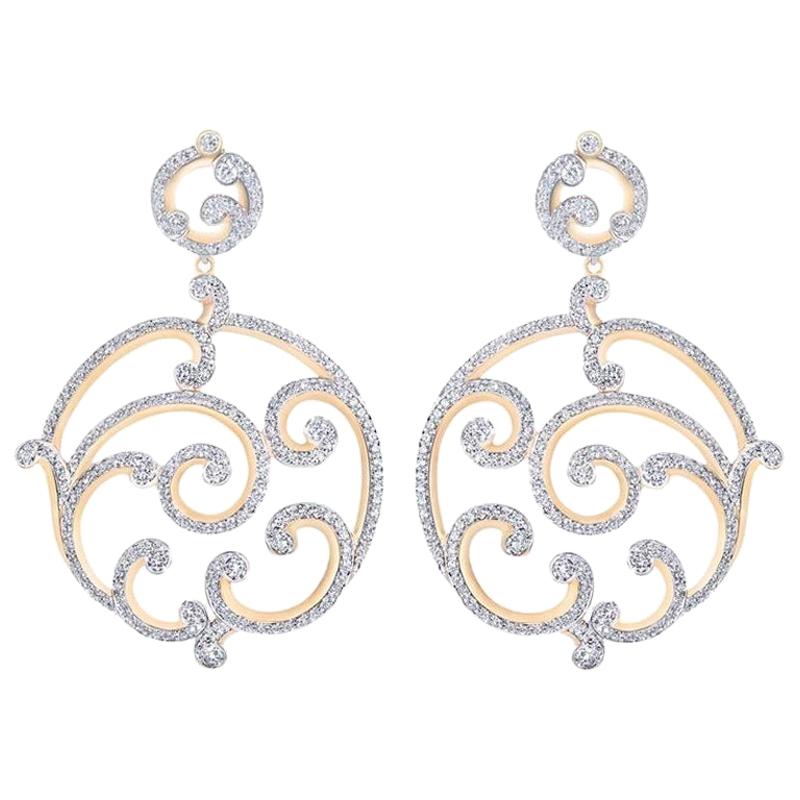 Fabergé Rococo Rose Gold Diamond Grand Earrings For Sale