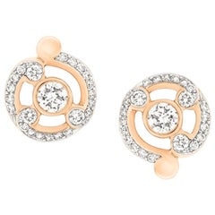 Fabergé Rococo 18 Karat Rose Gold Diamond Stud Earrings, US Clients