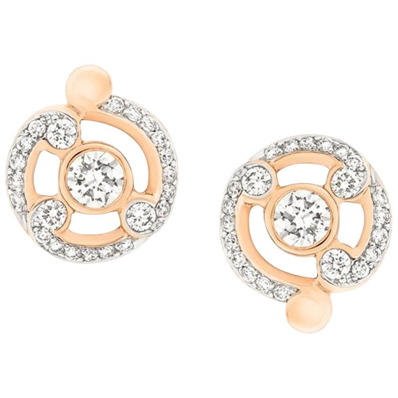 Fabergé Rococo Rose Gold Diamond Stud Earrings For Sale