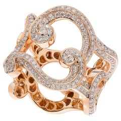 Fabergé Rococo 18 Karat Rose Gold Wide Diamond Ring, US Clients