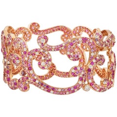 Fabergé Rococo Rose Gold Diamond & Pink & Purple Sapphire Bracelet