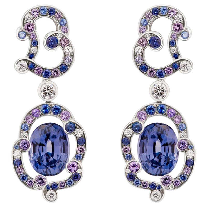 Fabergé Rococo Lavender Spinel White Gold Earrings For Sale