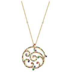 Fabergé Rococo Multicolored Yellow Gold Large Pendant, US Clients