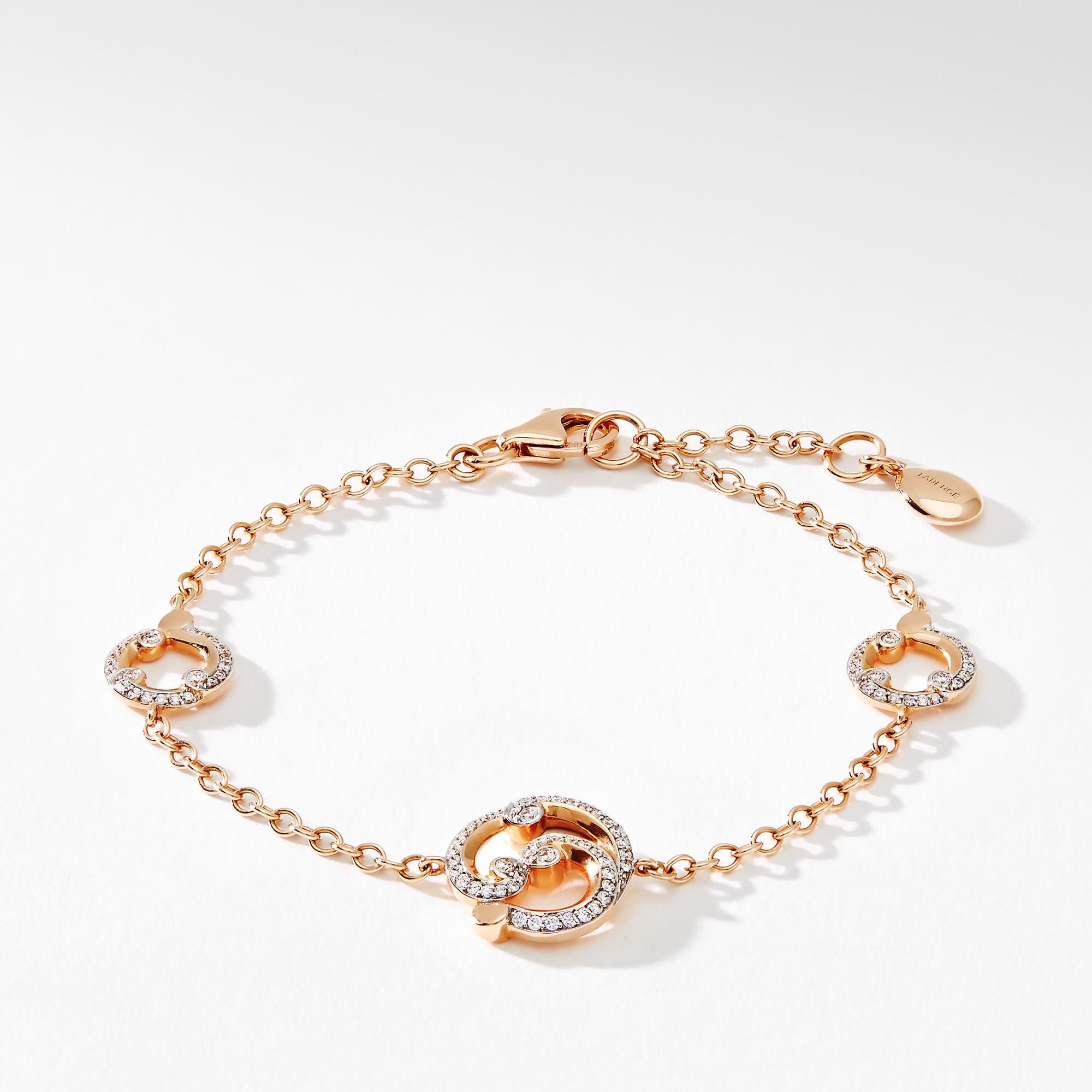 Women's Fabergé Rococo Rose Gold & Diamond Chain Bracelet For Sale