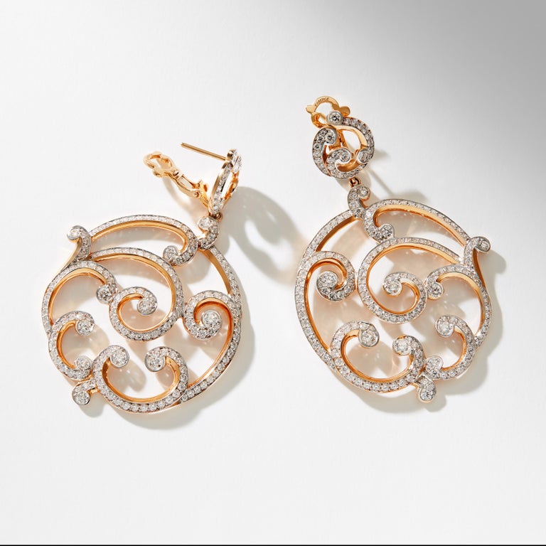 Fabergé Rococo Rose Gold Diamond Grand Earrings For Sale at 1stDibs