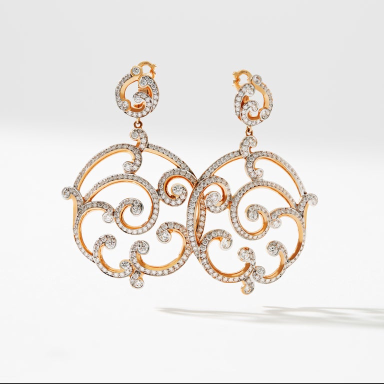 Fabergé Rococo Rose Gold Diamond Grand Earrings For Sale at 1stDibs