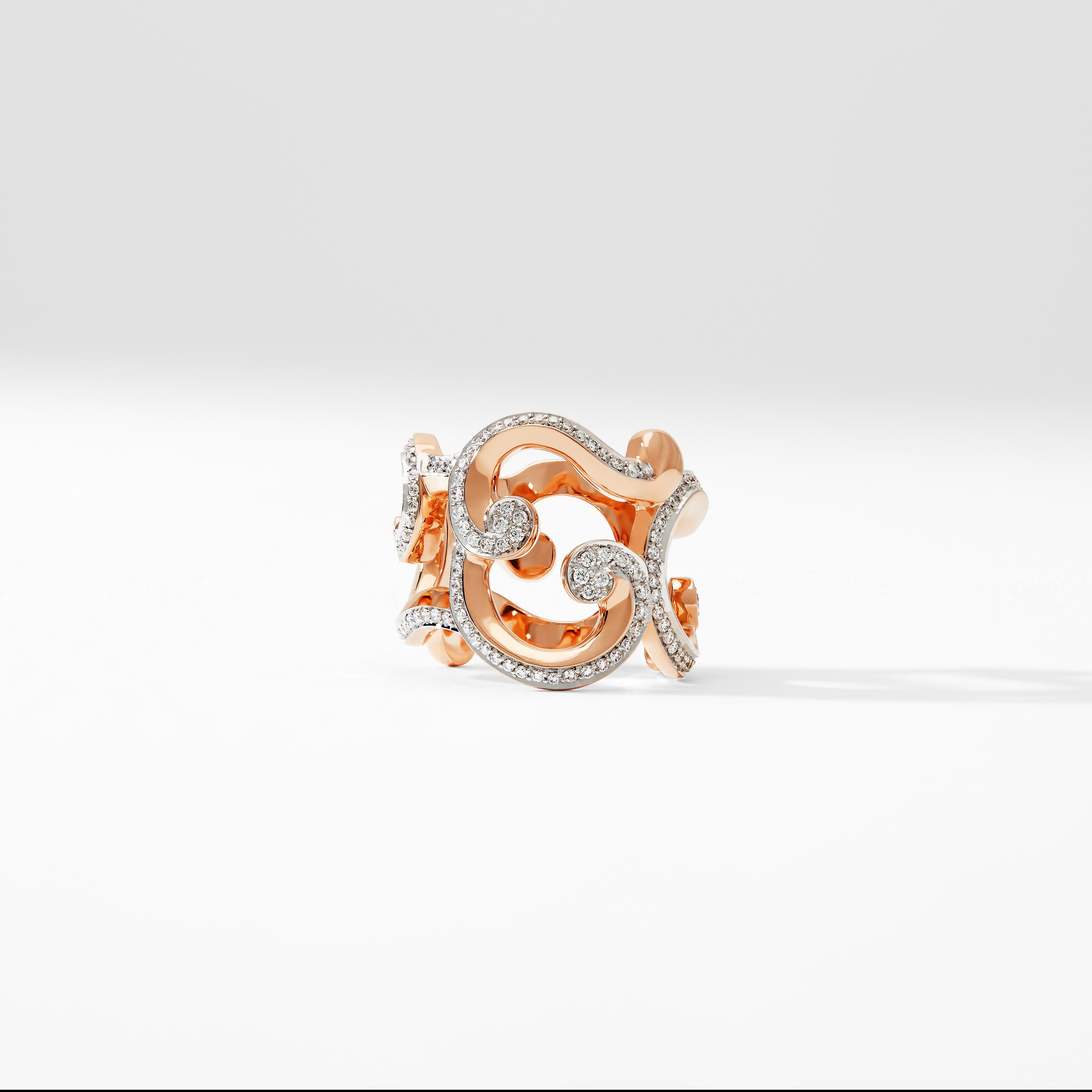 For Sale:  Fabergé Rococo Rose Gold & Diamond Grand Frame Ring 3